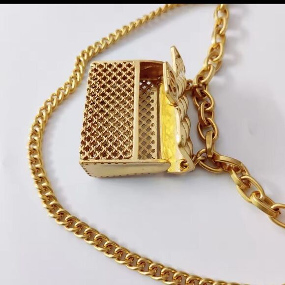 Anthropologie Fashion Tassel Gold Chain Belt with mini Bag. Trendy!high … - Picture 9 of 17